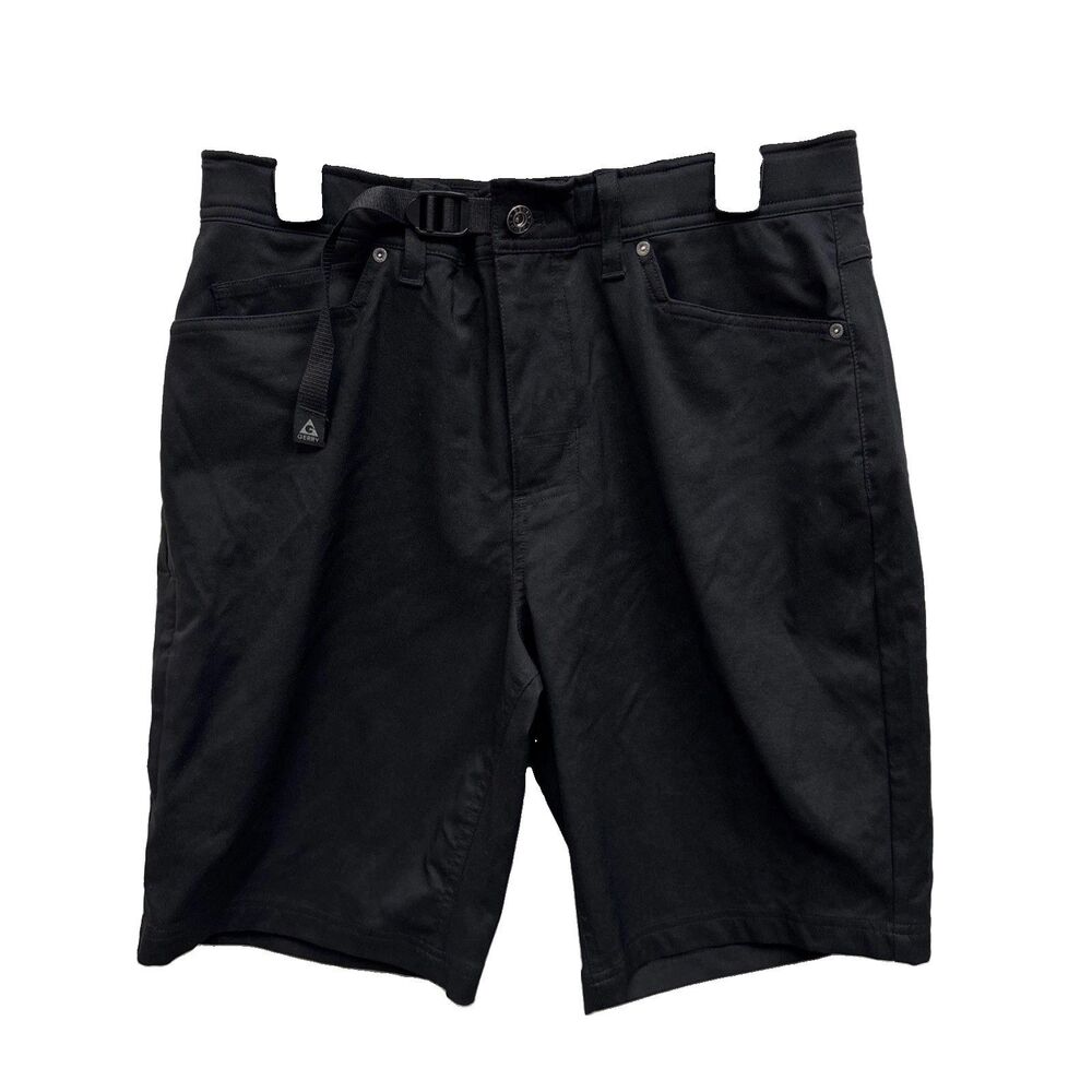Gerry men bermuda black short belted pockets 32 Zip Button Logo Stretch